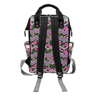 Hibiscus Pink Zigzag Line Pattern Design LKS307 Diaper Bag Backpack