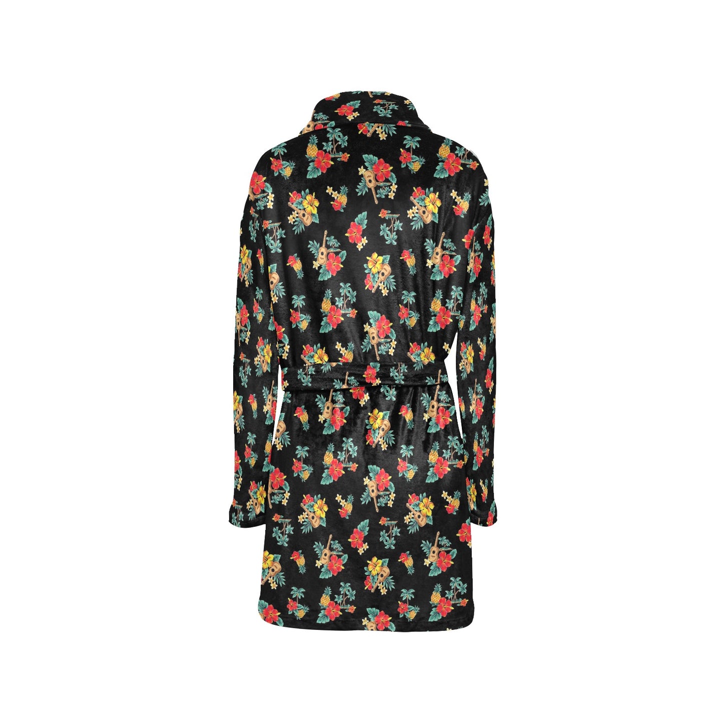 Hawaiian Flower Themed Print Women's Fleece Robe