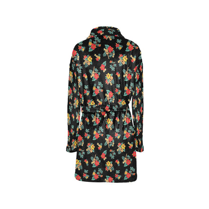 Hawaiian Flower Themed Print Women's Fleece Robe