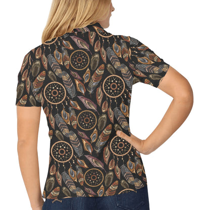 Dream catcher embroidered style Women's Polo Shirt