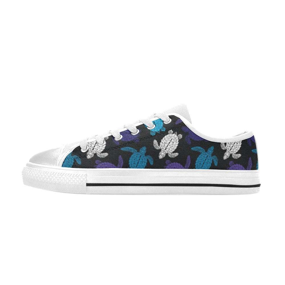 Sea Turtle Print Design LKS306 Women's White Low Top Shoes