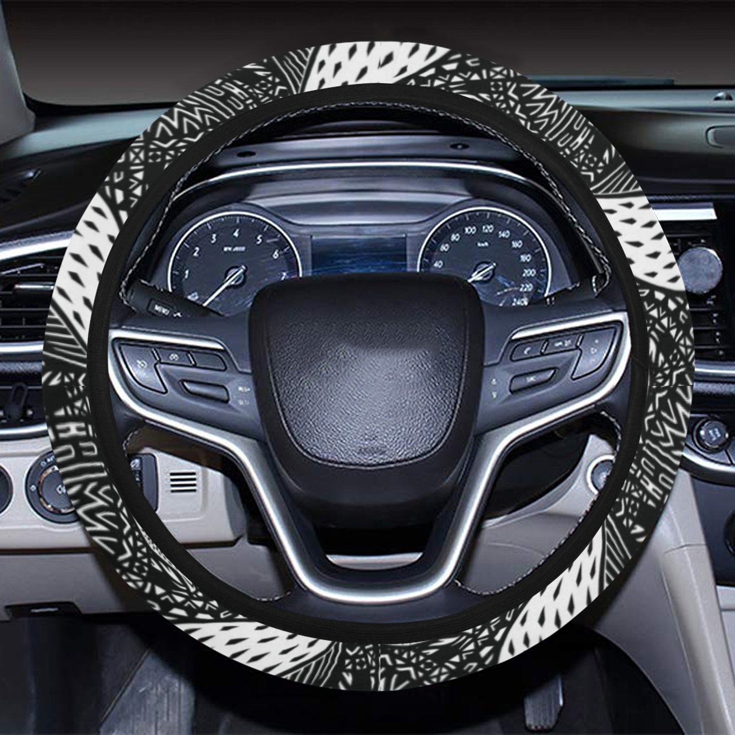 Tribal Pattern Print Design LKS308 Steering Wheel Cover with Elastic Edge