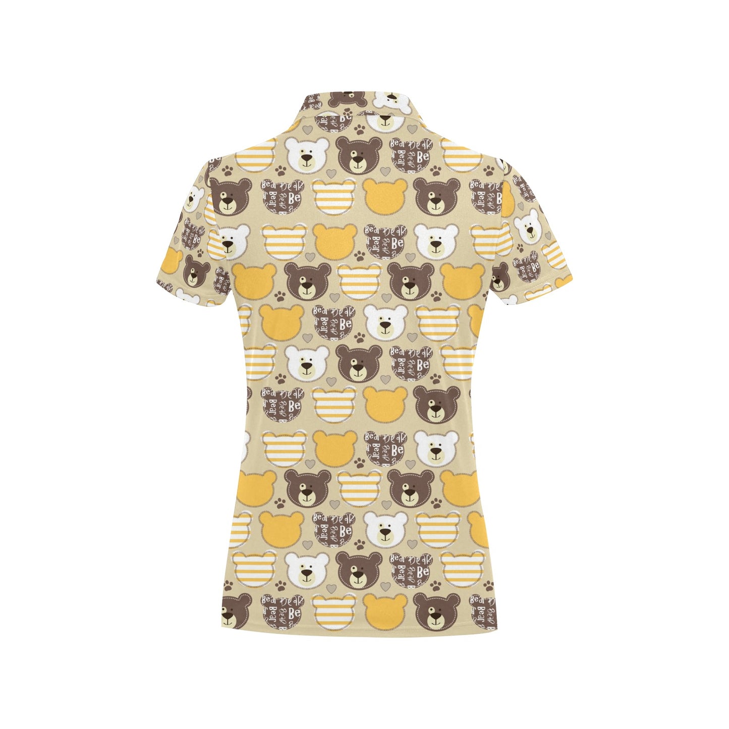 Bear PatchworkPattern Print Design 01 Women's Polo Shirt