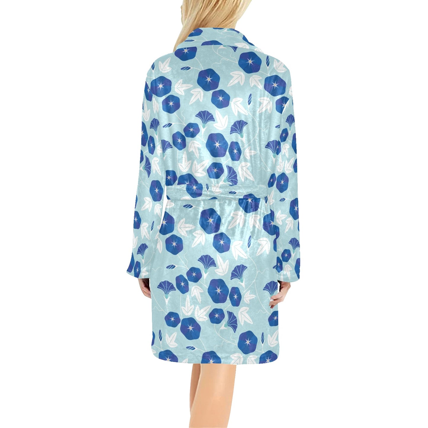 Morning Glory Pattern Print Design MG07 Women's Fleece Robe
