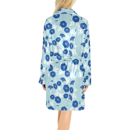 Morning Glory Pattern Print Design MG07 Women's Fleece Robe