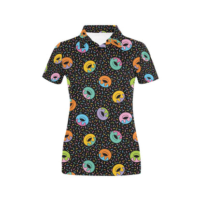Donut Pattern Print Design DN012 Women's Polo Shirt