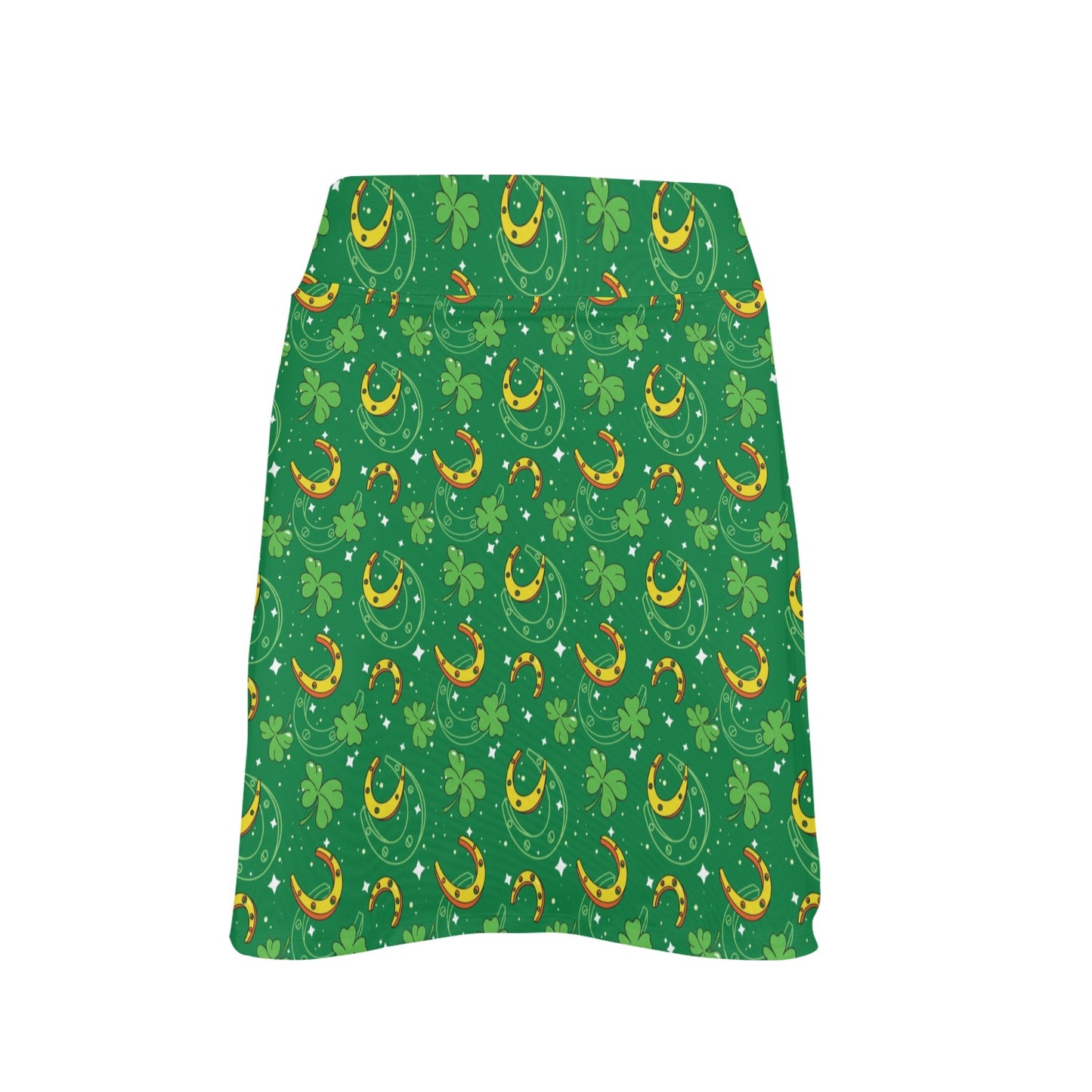 Shamrock With Horse Shoes Print Design LKS305 17" Golf & Pickleball Skort with Pockets