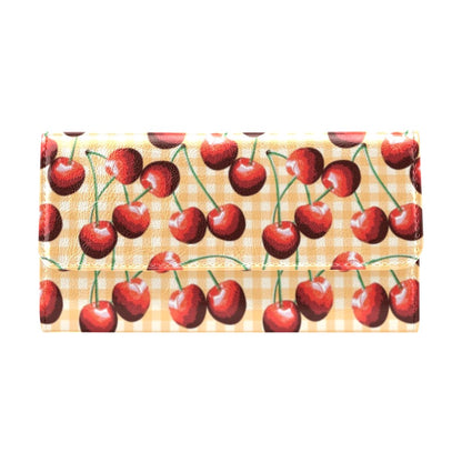 Cherry Orange Plaid Print Women's Trifold Wallet
