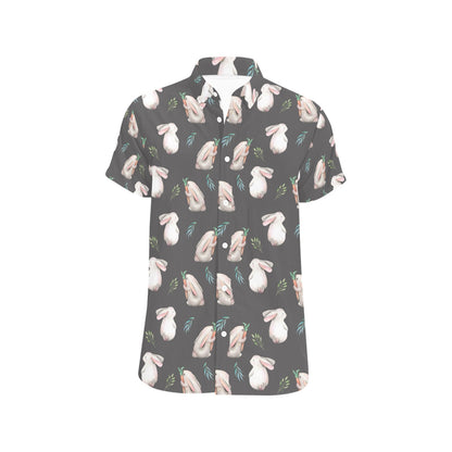 Rabbit Print Design LKS402 Men Short Sleeve Button Up Shirt