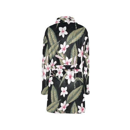 Plumeria Pattern Print Design PM021 Women's Fleece Robe