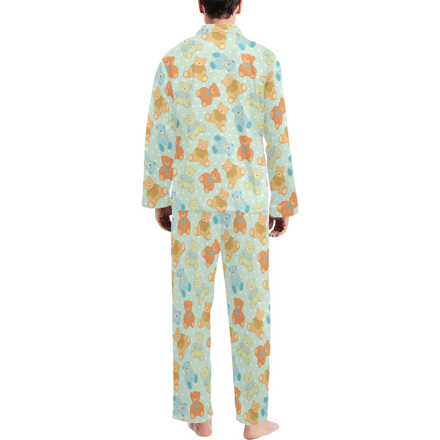 Bear Pattern Print Design 02 Men's Long Pajama Set