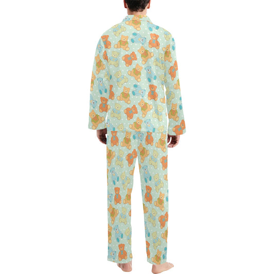 Bear Pattern Print Design 02 Men's Long Pajama Set