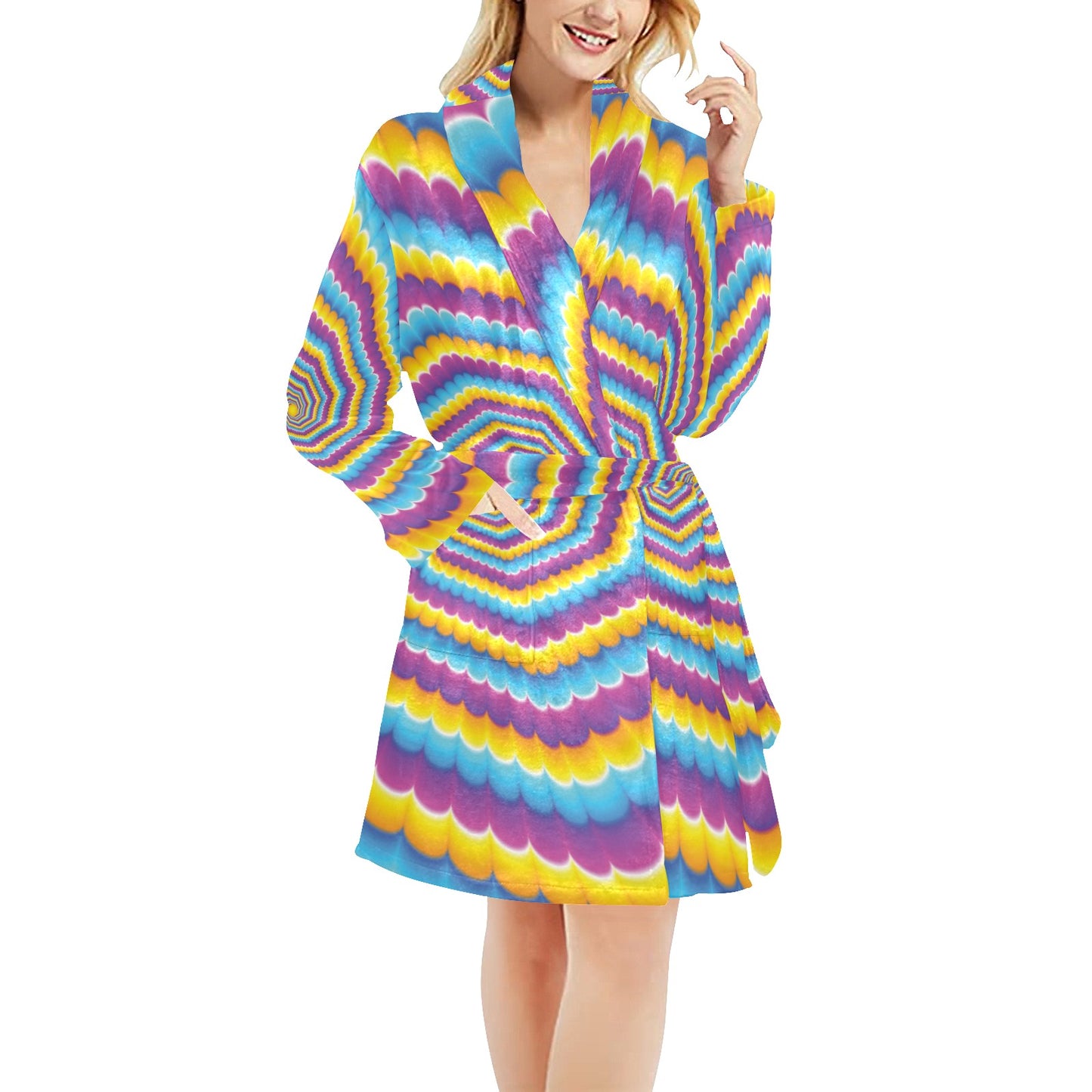 Optical illusion Pattern Print Design A04 Women's Fleece Robe