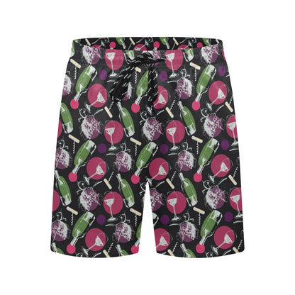 Wine Print Design LKS307 Men's Swim Trunks Beach Shorts