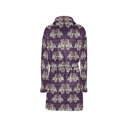 Leopard Pattern Print Design 01 Women's Fleece Robe