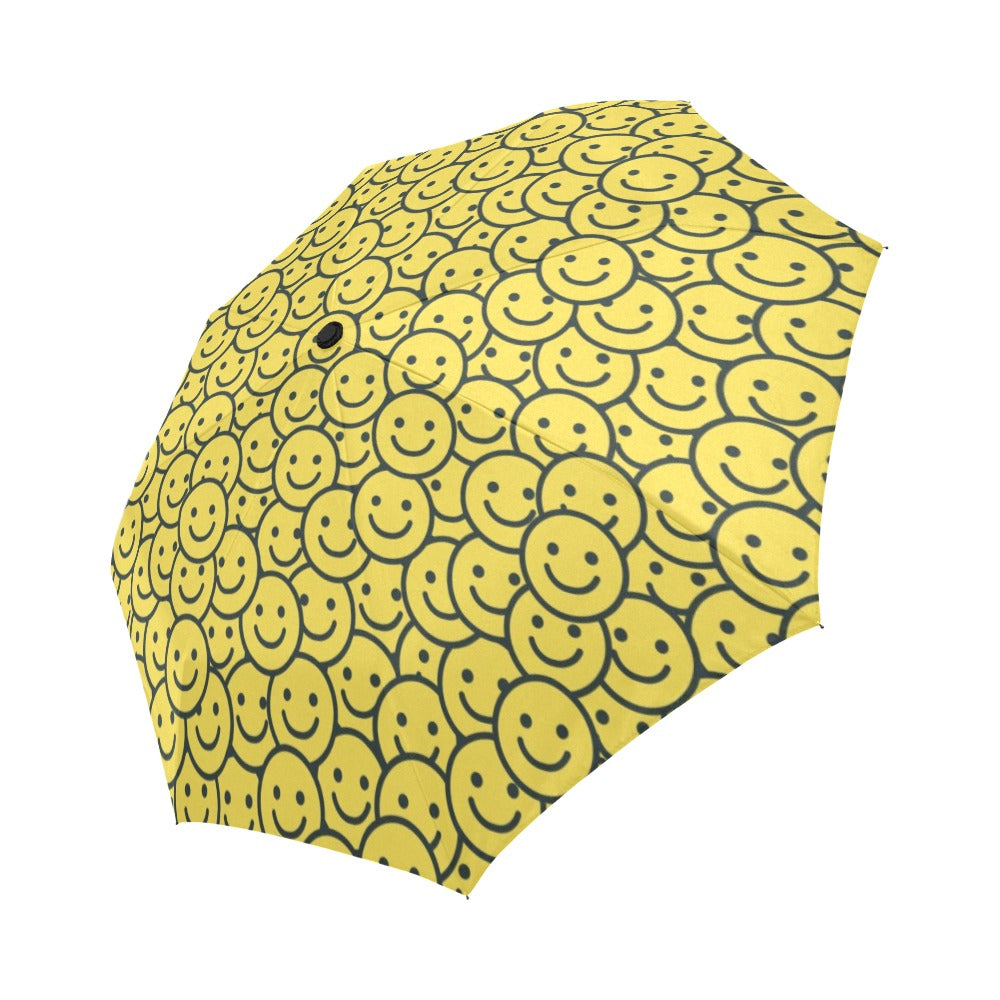 Smiley Face Emoji Print Design LKS302 Anti-UV Automatic Umbrella