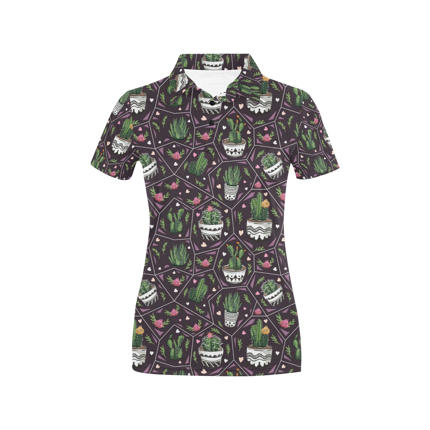 Cactus Pattern Print Design 03 Women's Polo Shirt