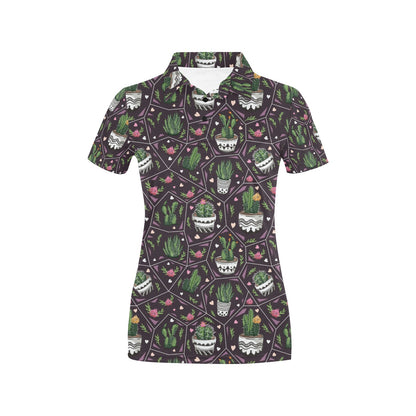 Cactus Pattern Print Design 03 Women's Polo Shirt