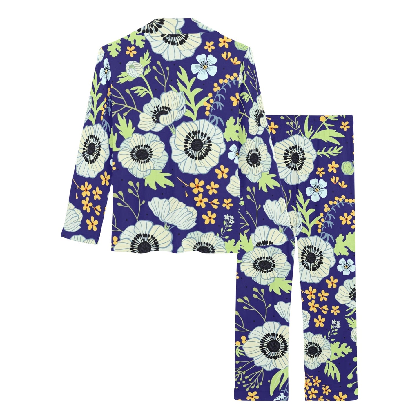 Anemone Pattern Print Design AM06 Women's Long Pajama Set