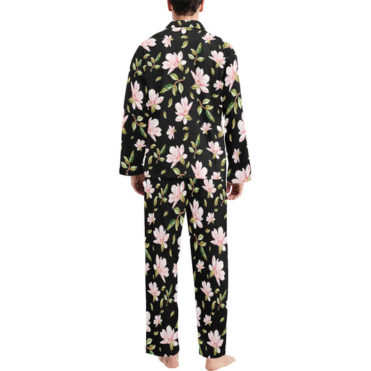 Magnolia Pattern Print Design MAG01 Men's Long Pajama Set