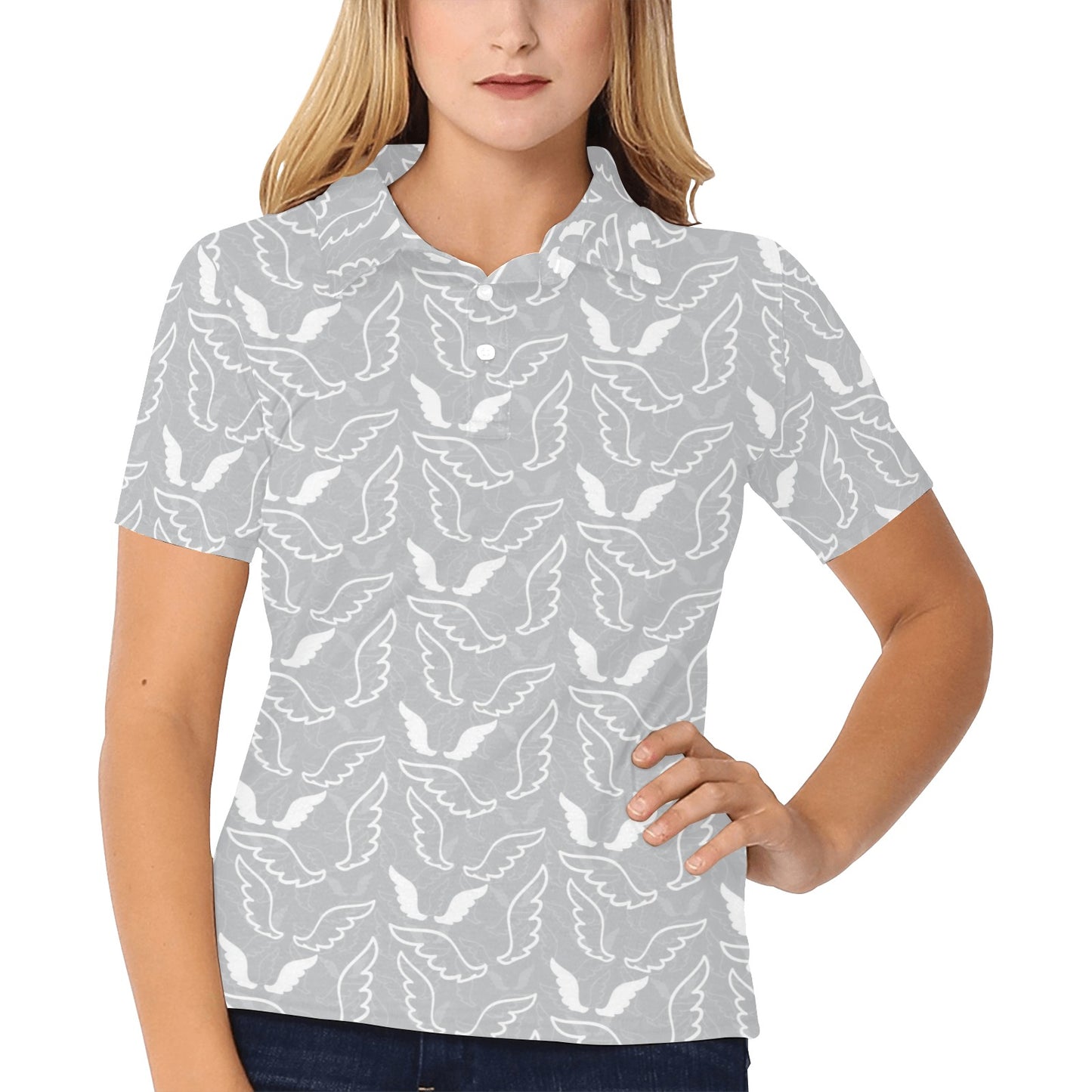 Angel Wings Pattern Print Design 01 Women's Polo Shirt
