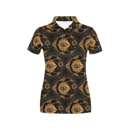 Sun Moon mandala Third eye Women's Polo Shirt