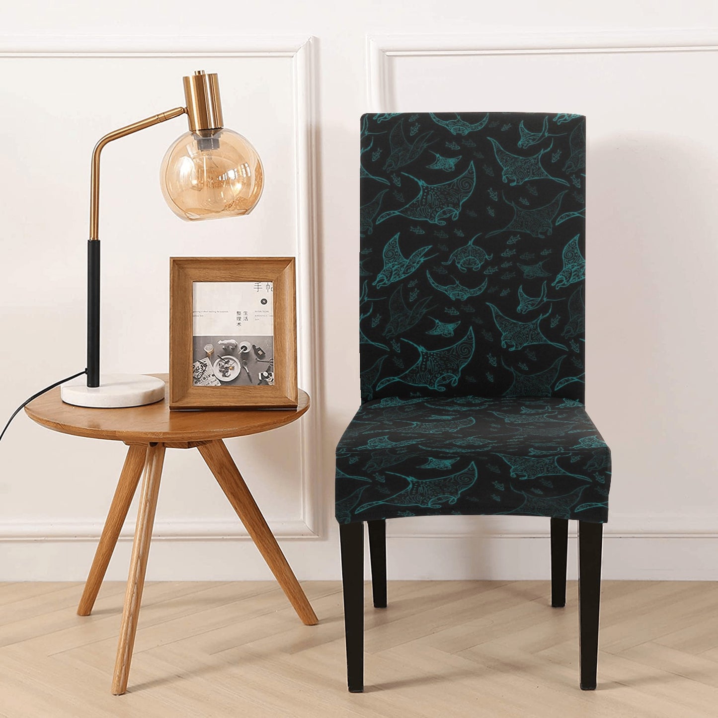 Manta Ray Print Design LKS402 Dining Chair Slipcover