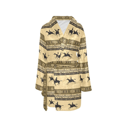 Horse Pattern Prnt Women's Fleece Robe