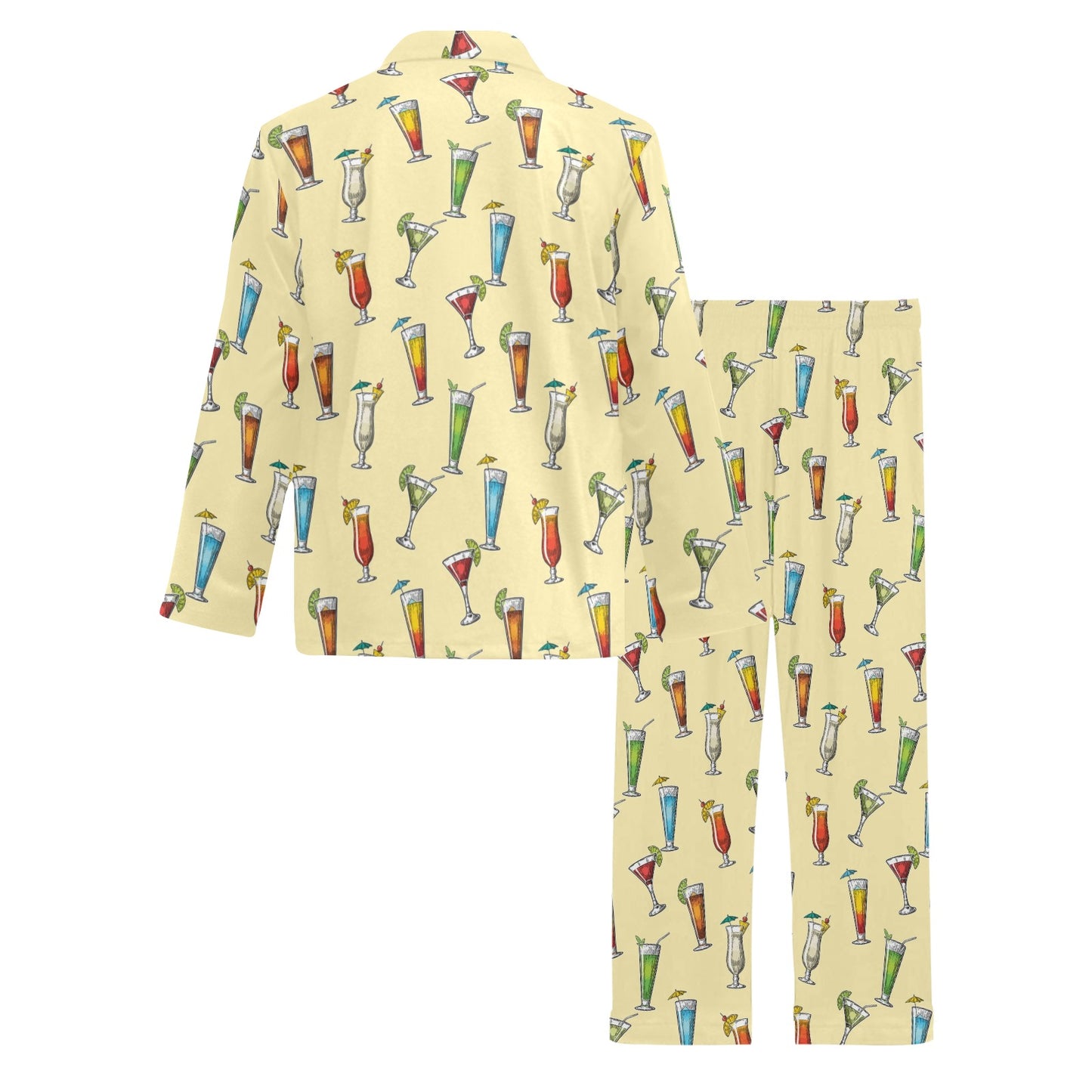 Cocktail Pattern Print Design 02 Men's Long Pajama Set