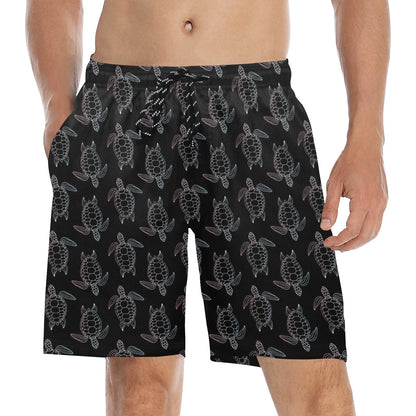 Sea Turtle Print Design LKS3012 Men's Swim Trunks Beach Shorts