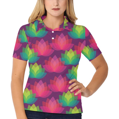 Lotus Pattern Print Design 02 Women's Polo Shirt
