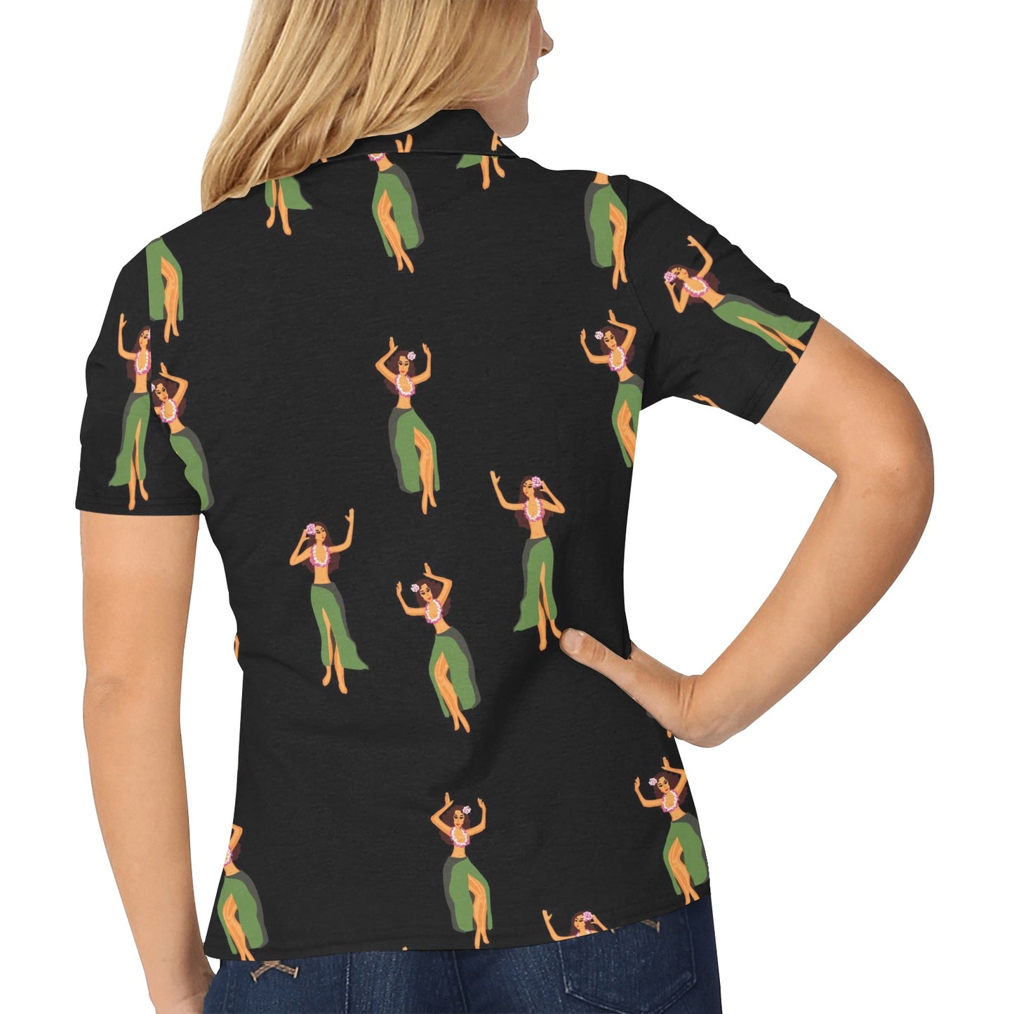 Hula Dancers Girl Pattern Print Design 01 Women's Polo Shirt