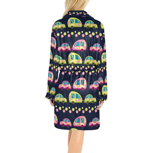 Camper Cute Camping Design No 3 Print Women's Fleece Robe