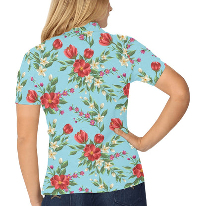 Summer Floral Pattern Print Design SF011 Women's Polo Shirt
