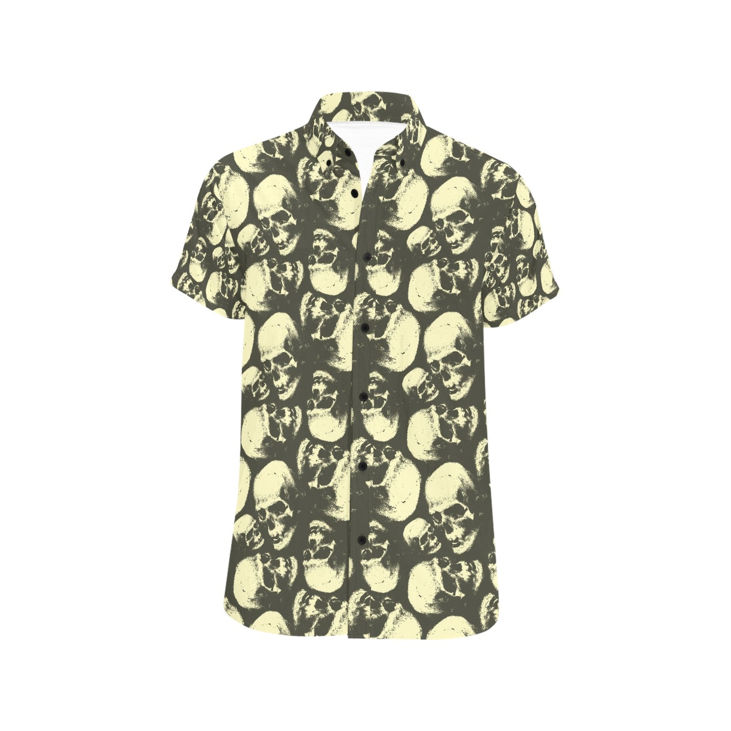 Skull Print Design LKS302 Men Short Sleeve Button Up Shirt