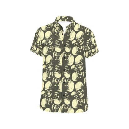 Skull Print Design LKS302 Men Short Sleeve Button Up Shirt