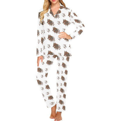 Aztec Wolf Pattern Print Design 02 Women's Long Pajama Set