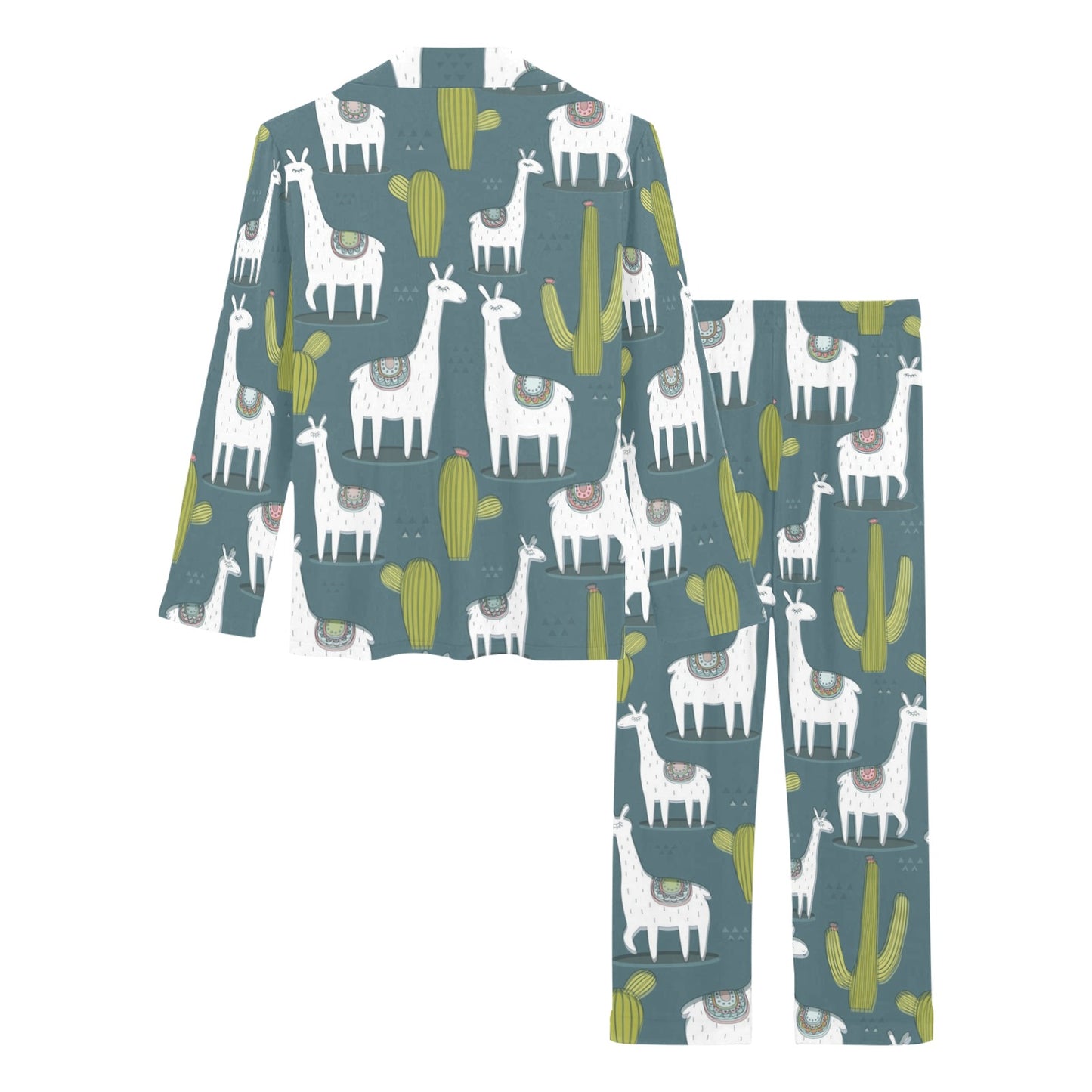 Llama Cactus Pattern Print Design 03 Women's Long Pajama Set