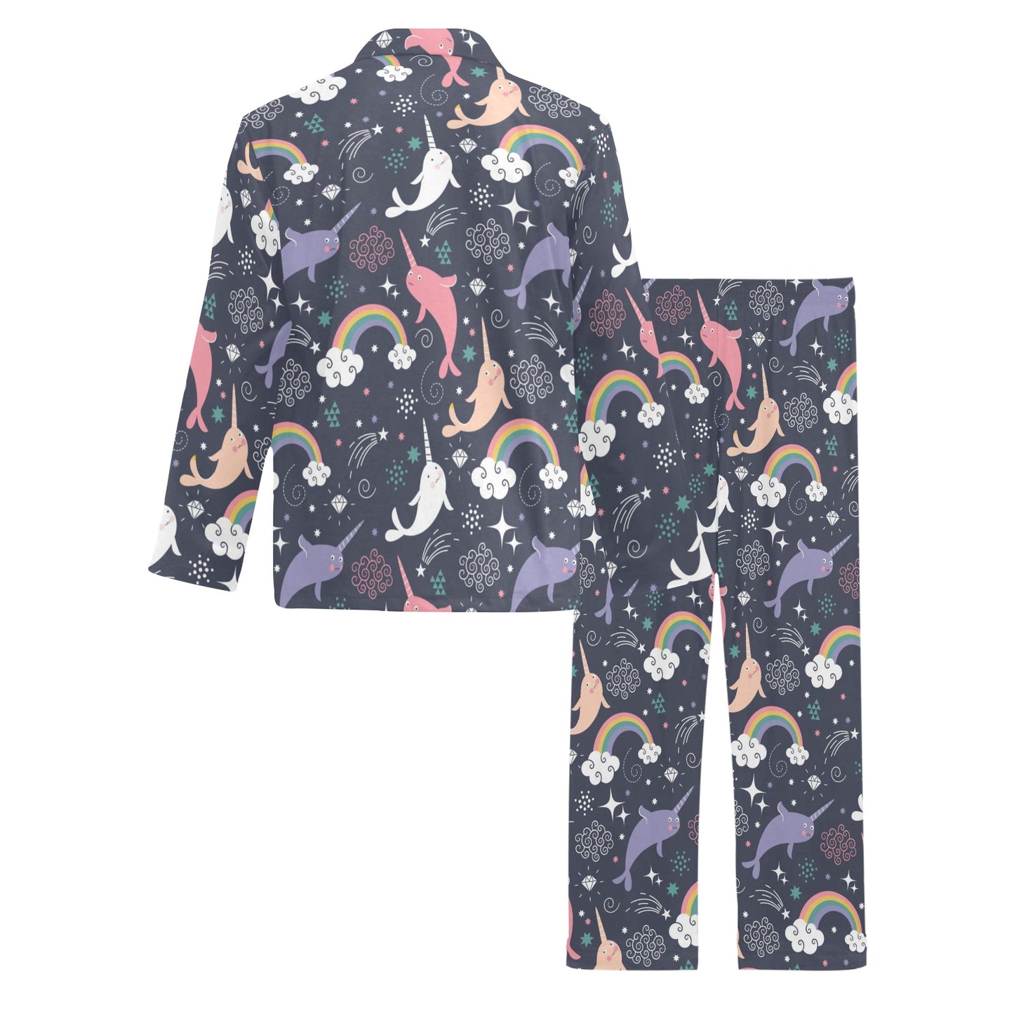 Narwhal Pattern Print Design 01 Men's Long Pajama Set