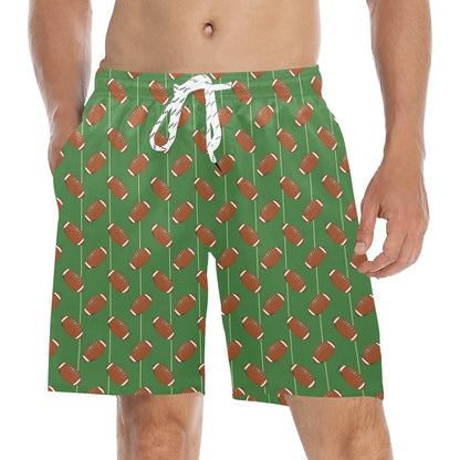 American Football on Field Themed Men's Swim Trunks Beach Shorts