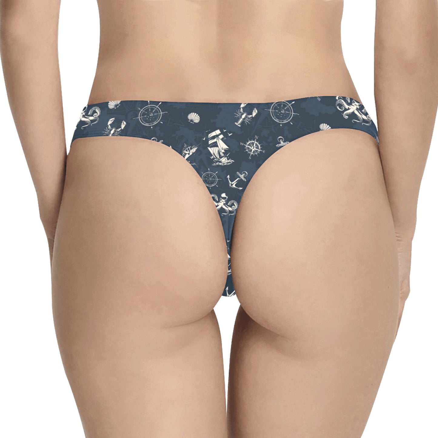Nautical Sea Themed Print Women's Thongs