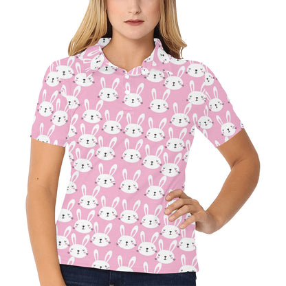 Rabbit Print Design LKS401 Women's Polo Shirt