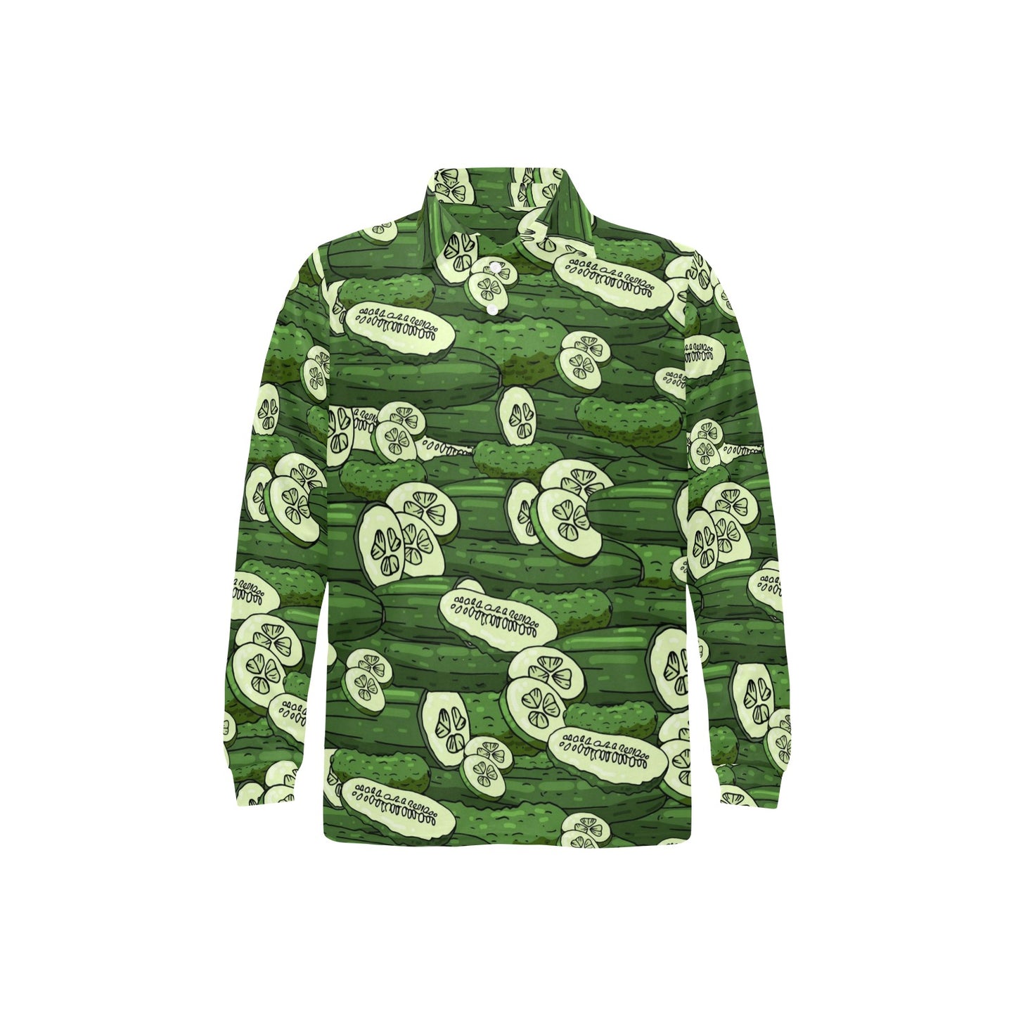 Cucumber Pattern Print Design CC01 Long Sleeve Polo Shirt For Men's