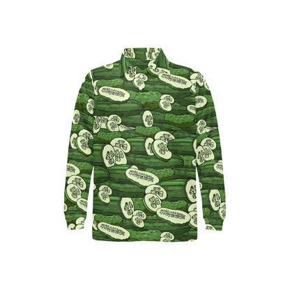 Cucumber Pattern Print Design CC01 Long Sleeve Polo Shirt For Men's