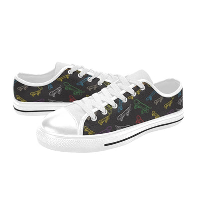 Skateboard Print Design LKS301 Women's White Low Top Shoes