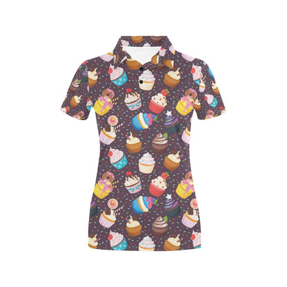 Cupcakes Party Print Pattern Women's Polo Shirt