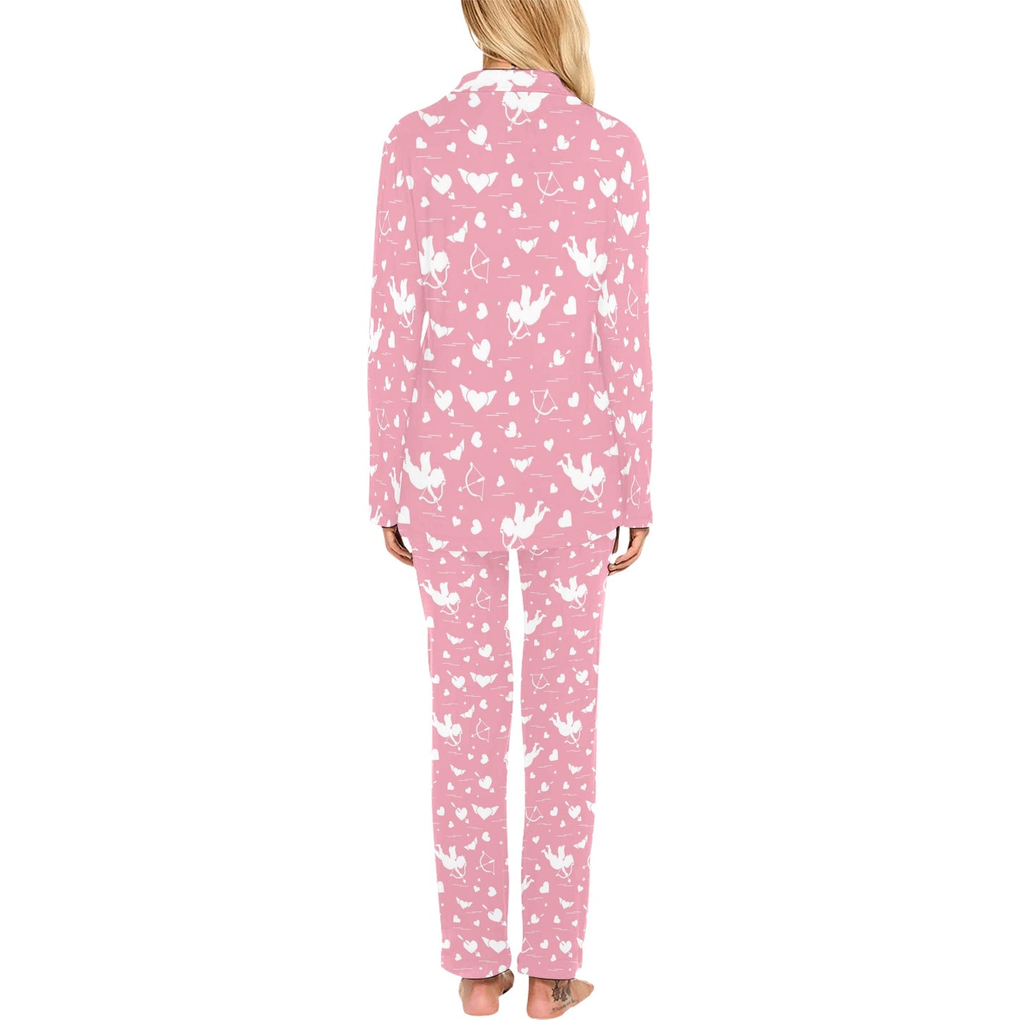 Cupid Pattern Print Design 03 Women's Long Pajama Set