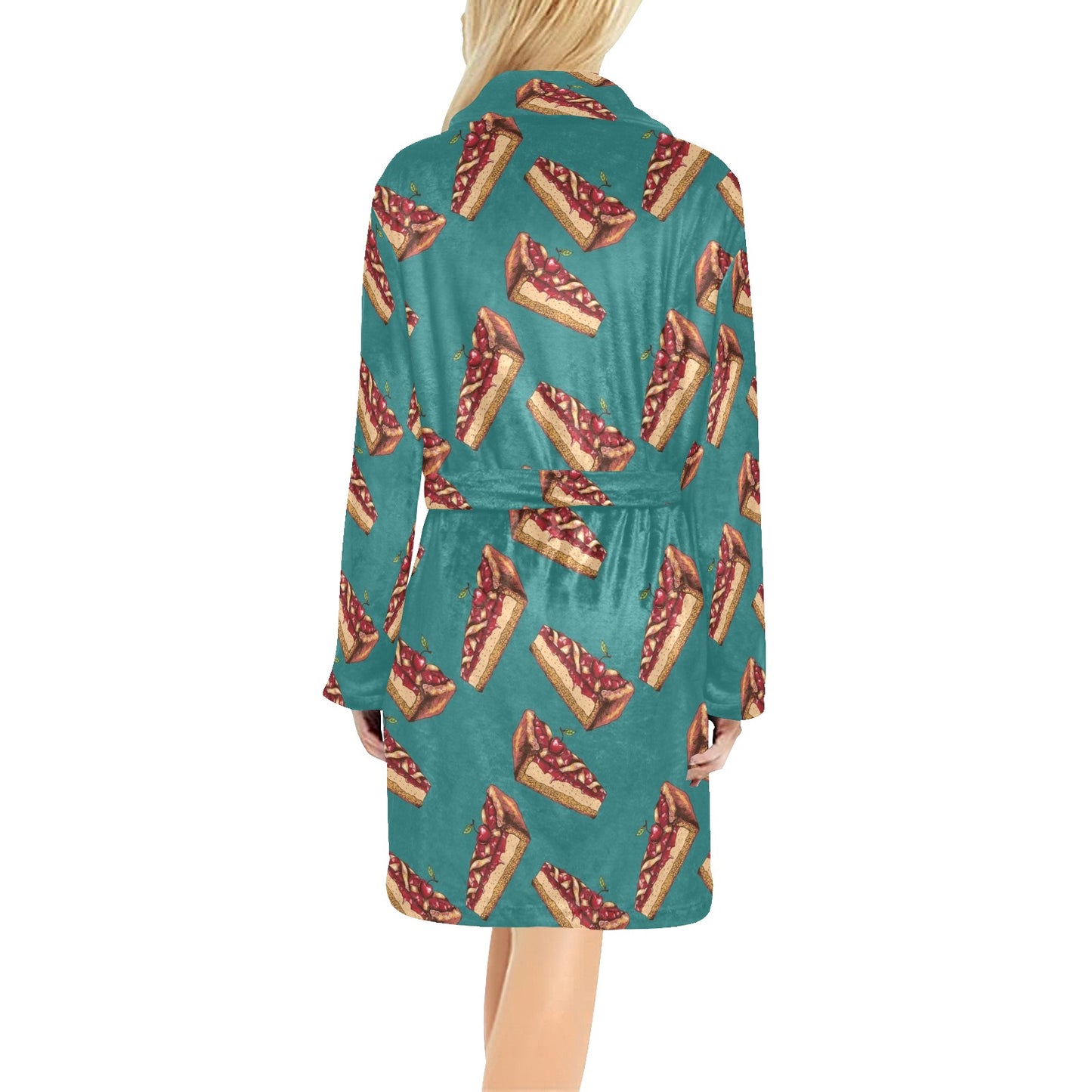 Cheesecake Cherry Pattern Print Design CK03 Women's Fleece Robe