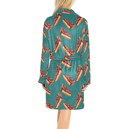 Cheesecake Cherry Pattern Print Design CK03 Women's Fleece Robe