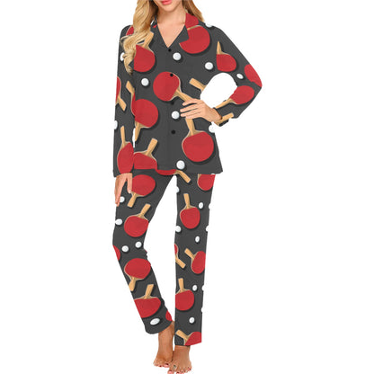 Ping Pong Pattern Print Design A05 Women's Long Pajama Set